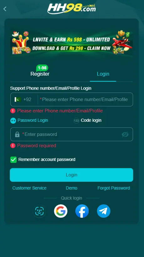 login hh98 gmae